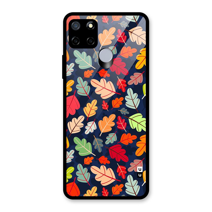 Colorful Leaves Beautiful Pattern Glass Back Case for Realme C12