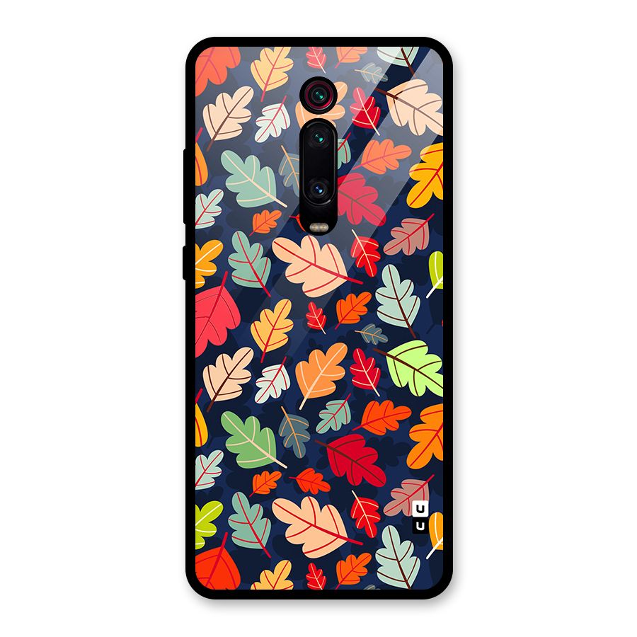 Colorful Leaves Beautiful Pattern Glass Back Case for Redmi K20