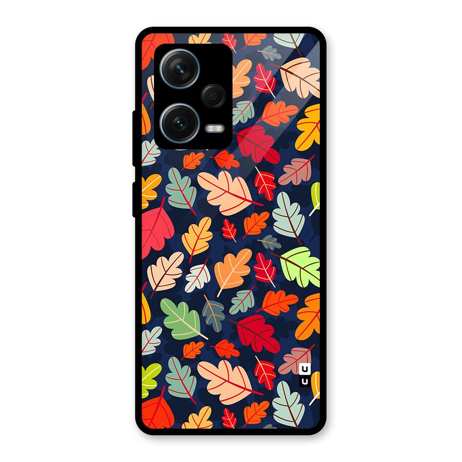 Colorful Leaves Beautiful Pattern Glass Back Case for Redmi Note 12 Pro Plus 5G