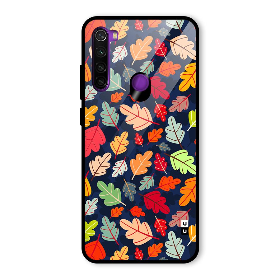 Colorful Leaves Beautiful Pattern Glass Back Case for Redmi Note 8