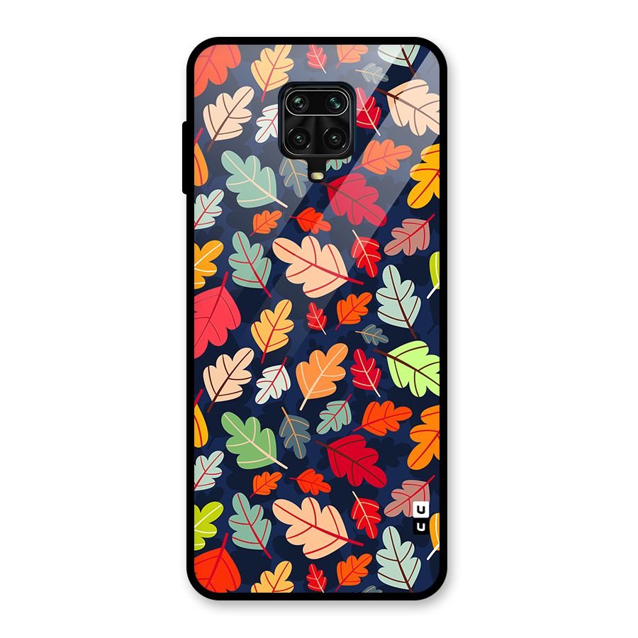Colorful Leaves Beautiful Pattern Glass Back Case for Redmi Note 9 Pro Max
