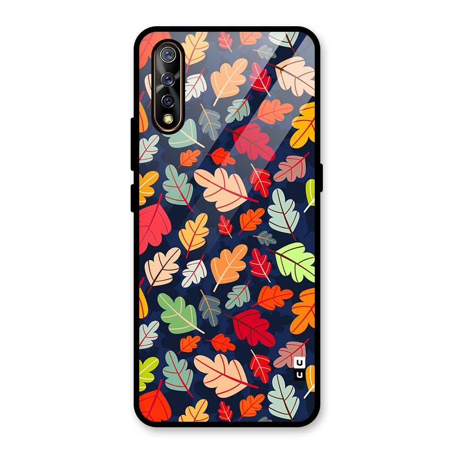 Colorful Leaves Beautiful Pattern Glass Back Case for Vivo S1