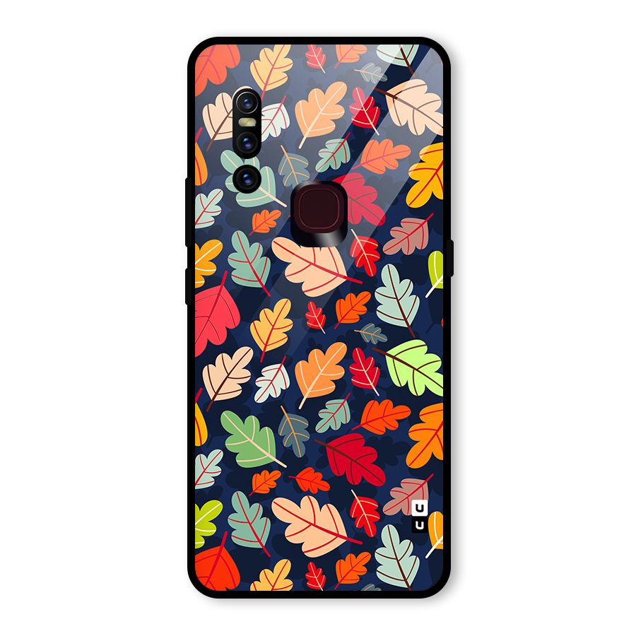 Colorful Leaves Beautiful Pattern Glass Back Case for Vivo V15