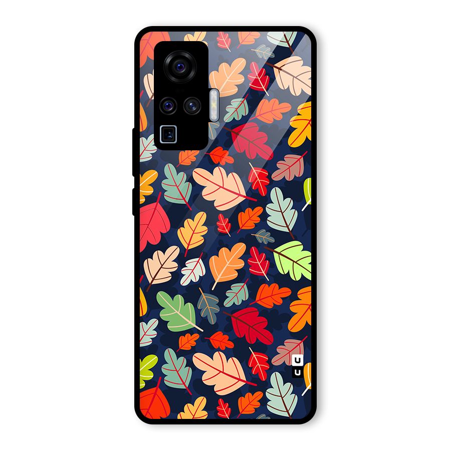 Colorful Leaves Beautiful Pattern Glass Back Case for Vivo X50 Pro