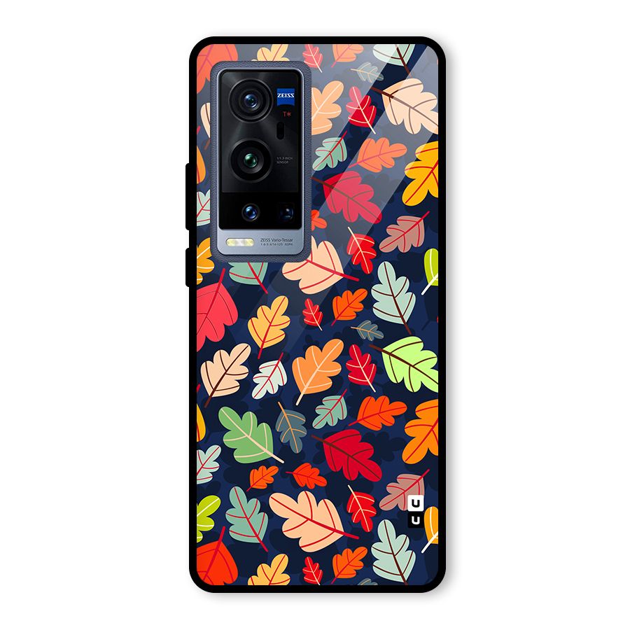 Colorful Leaves Beautiful Pattern Glass Back Case for Vivo X60 Pro Plus