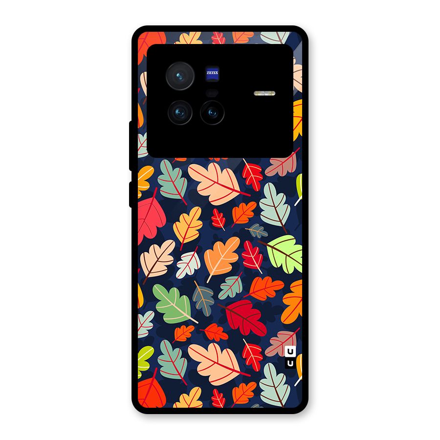 Colorful Leaves Beautiful Pattern Glass Back Case for Vivo X80