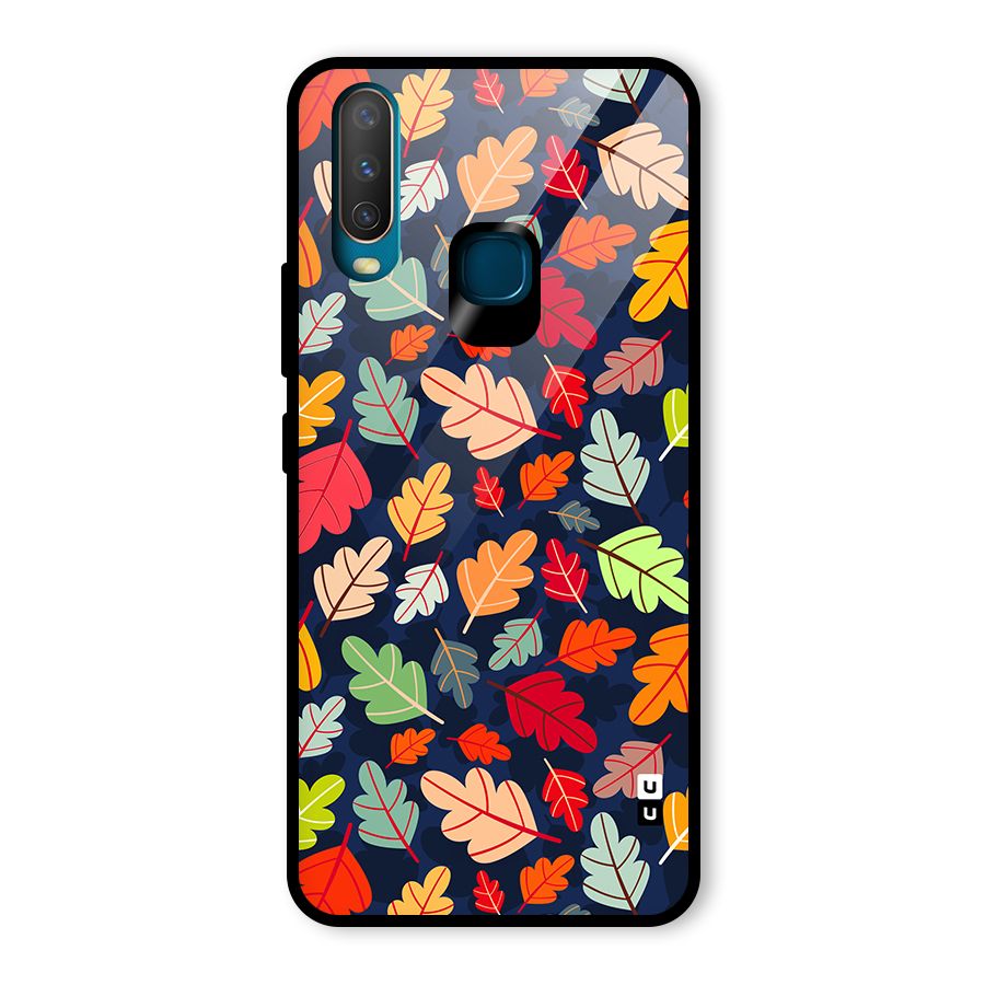 Colorful Leaves Beautiful Pattern Glass Back Case for Vivo Y15