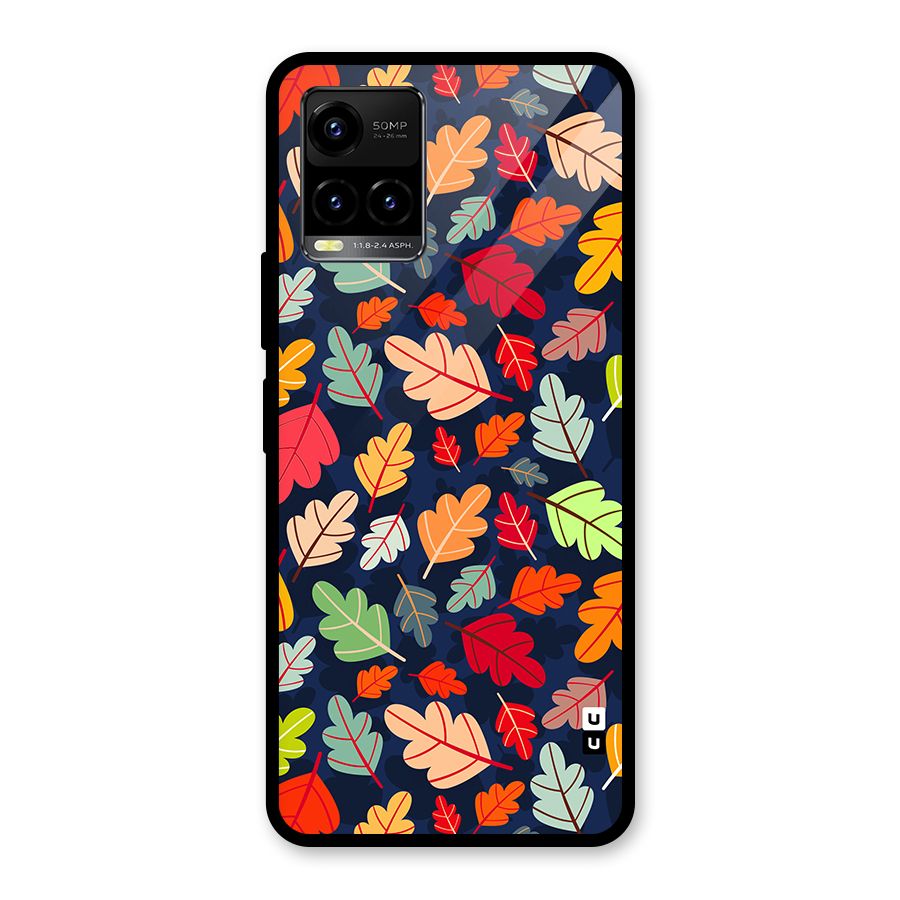 Colorful Leaves Beautiful Pattern Glass Back Case for Vivo Y21T
