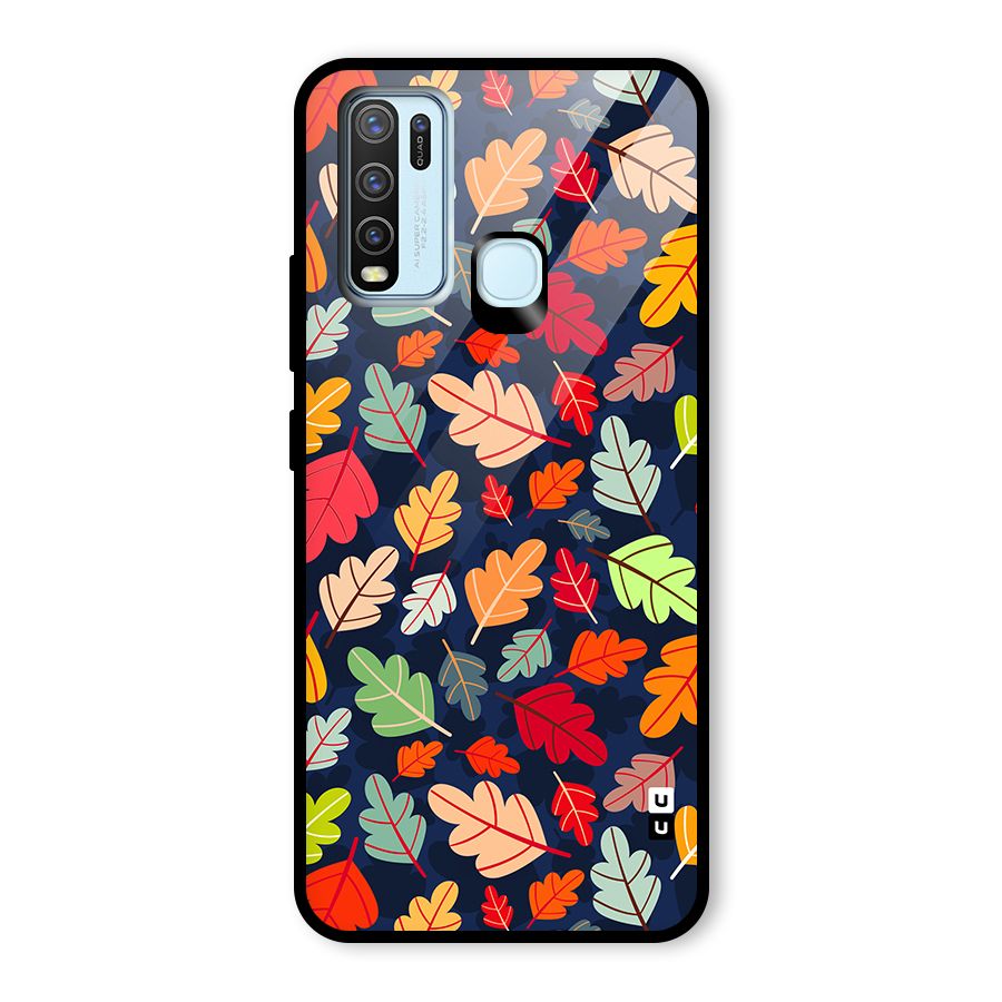 Colorful Leaves Beautiful Pattern Glass Back Case for Vivo Y50