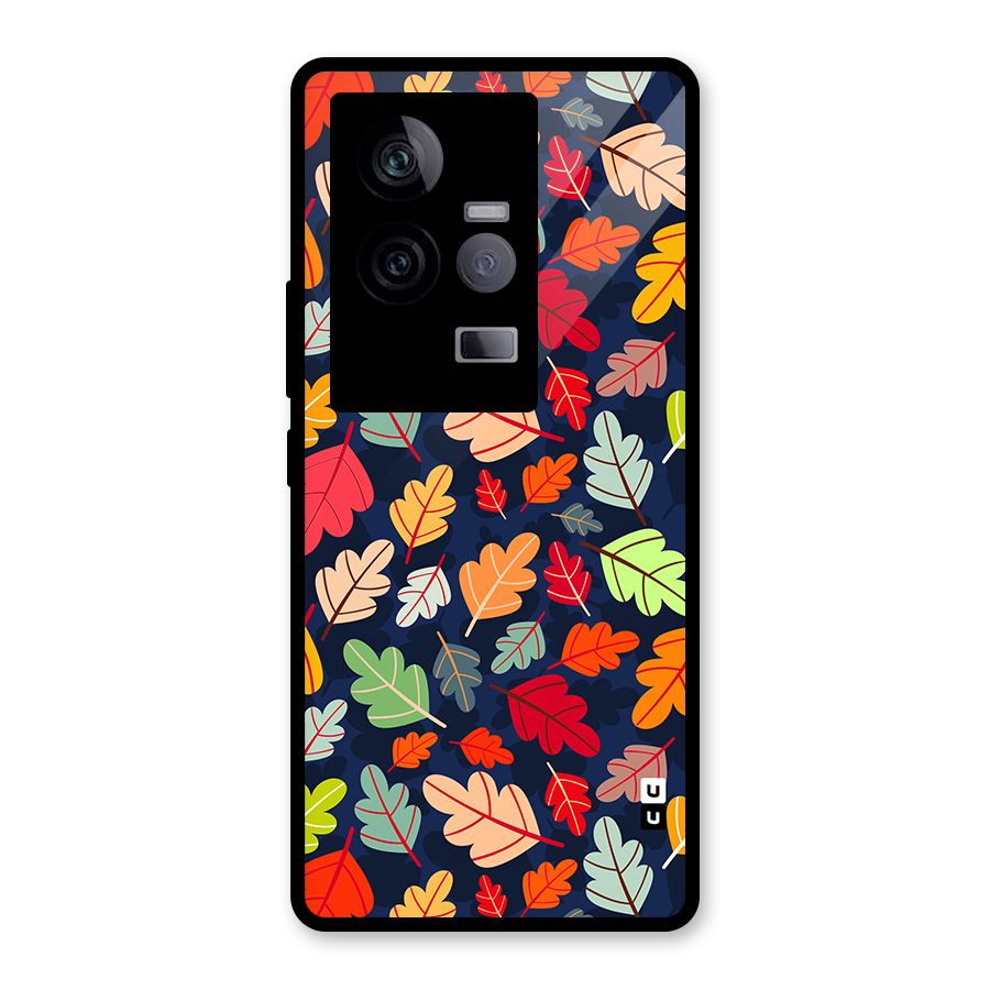 Colorful Leaves Beautiful Pattern Glass Back Case for Vivo iQOO 11 5G