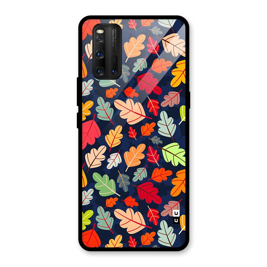 Colorful Leaves Beautiful Pattern Glass Back Case for Vivo iQOO 3