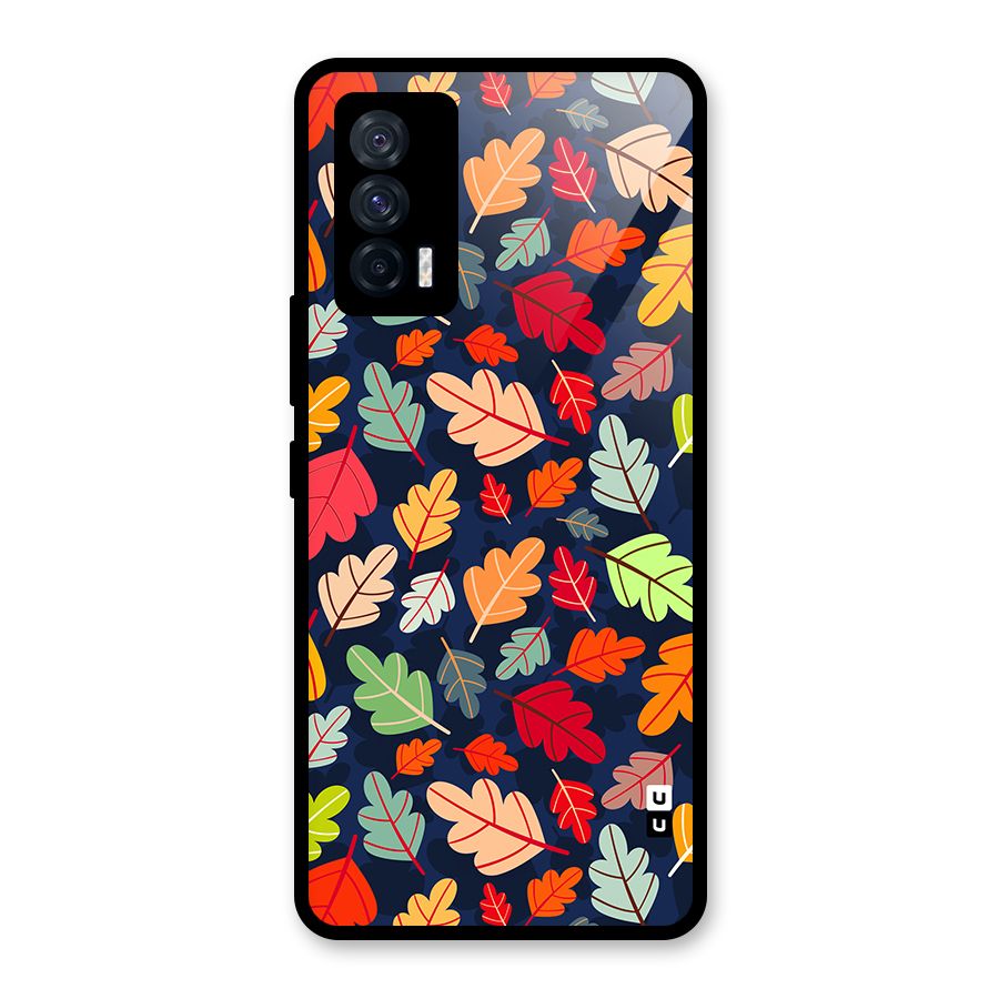 Colorful Leaves Beautiful Pattern Glass Back Case for Vivo iQOO 7 5G