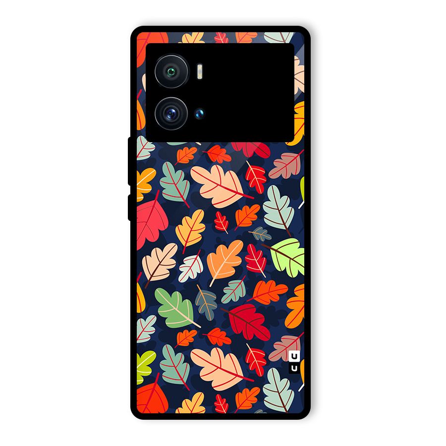 Colorful Leaves Beautiful Pattern Glass Back Case for Vivo iQOO 9 Pro