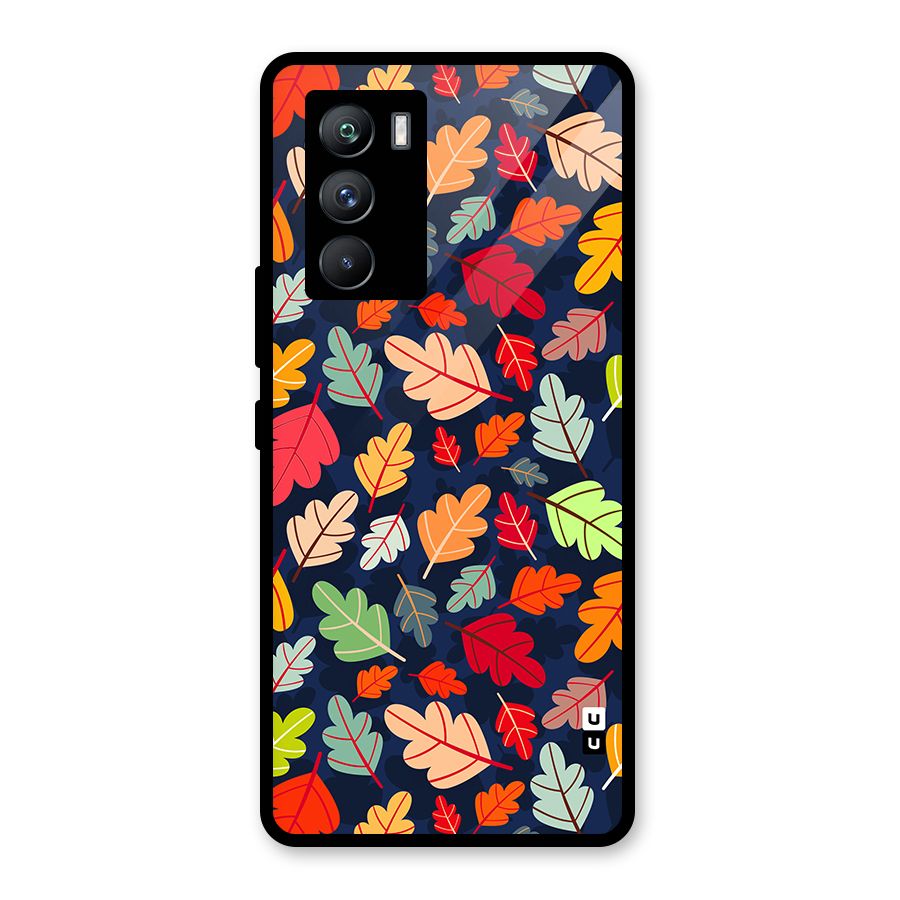 Colorful Leaves Beautiful Pattern Glass Back Case for Vivo iQOO 9 SE