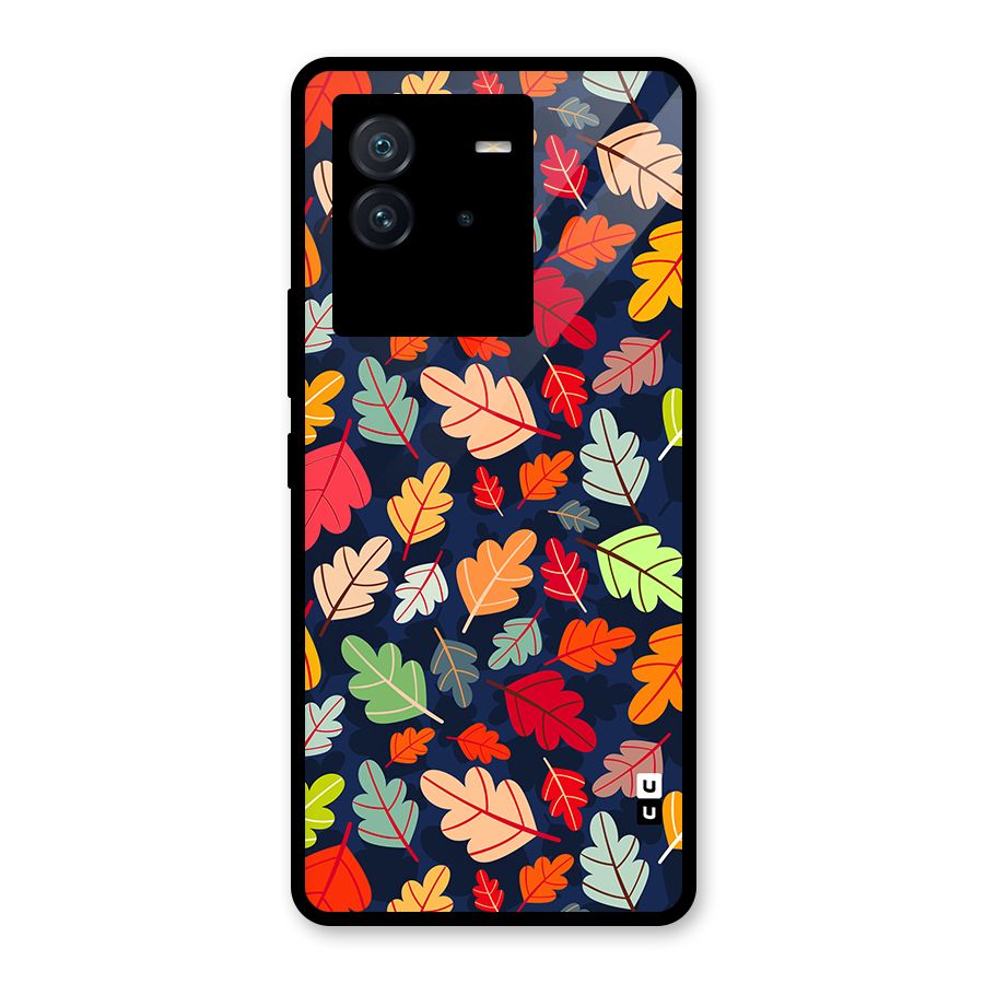 Colorful Leaves Beautiful Pattern Glass Back Case for Vivo iQOO Neo 6 5G