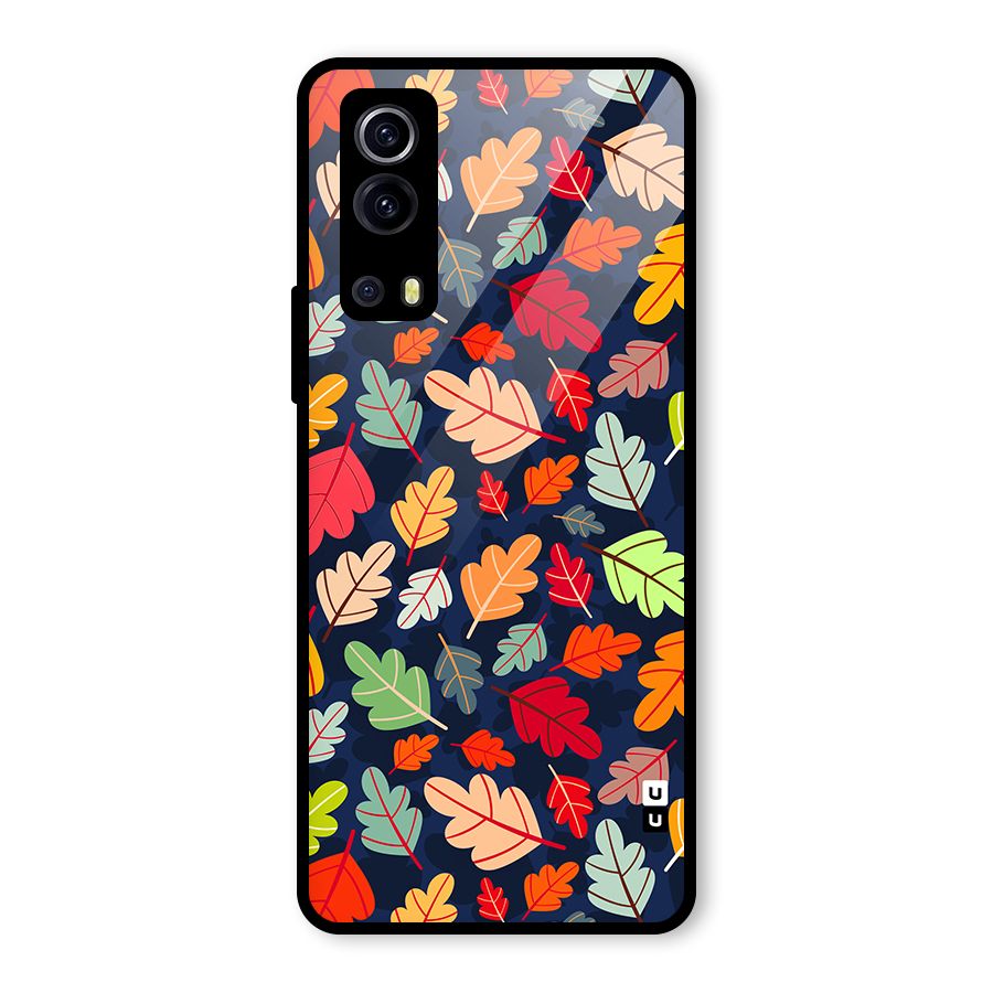 Colorful Leaves Beautiful Pattern Glass Back Case for Vivo iQOO Z3