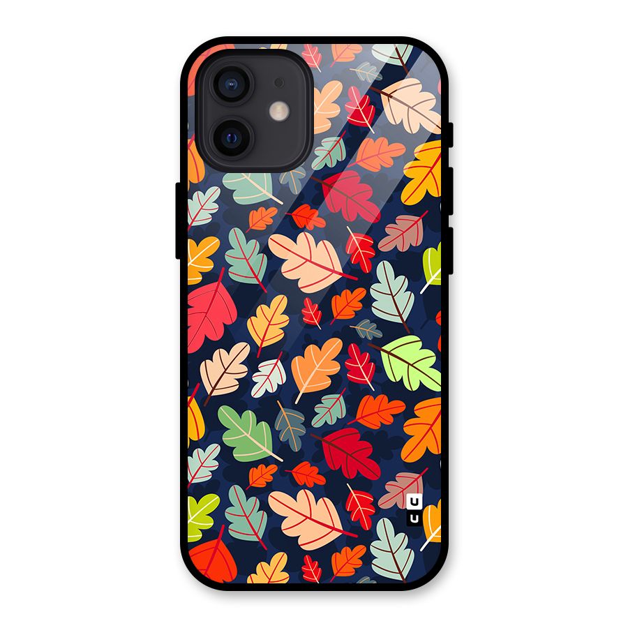 Colorful Leaves Beautiful Pattern Glass Back Case for iPhone 12