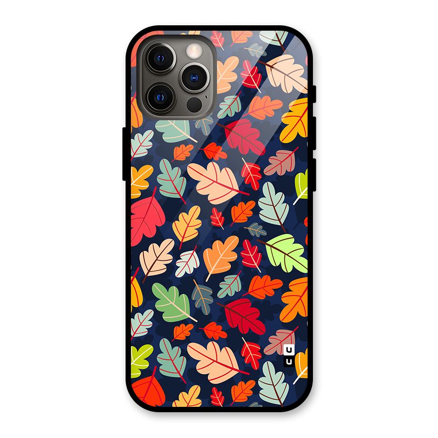 Colorful Leaves Beautiful Pattern Glass Back Case for iPhone 12 Pro