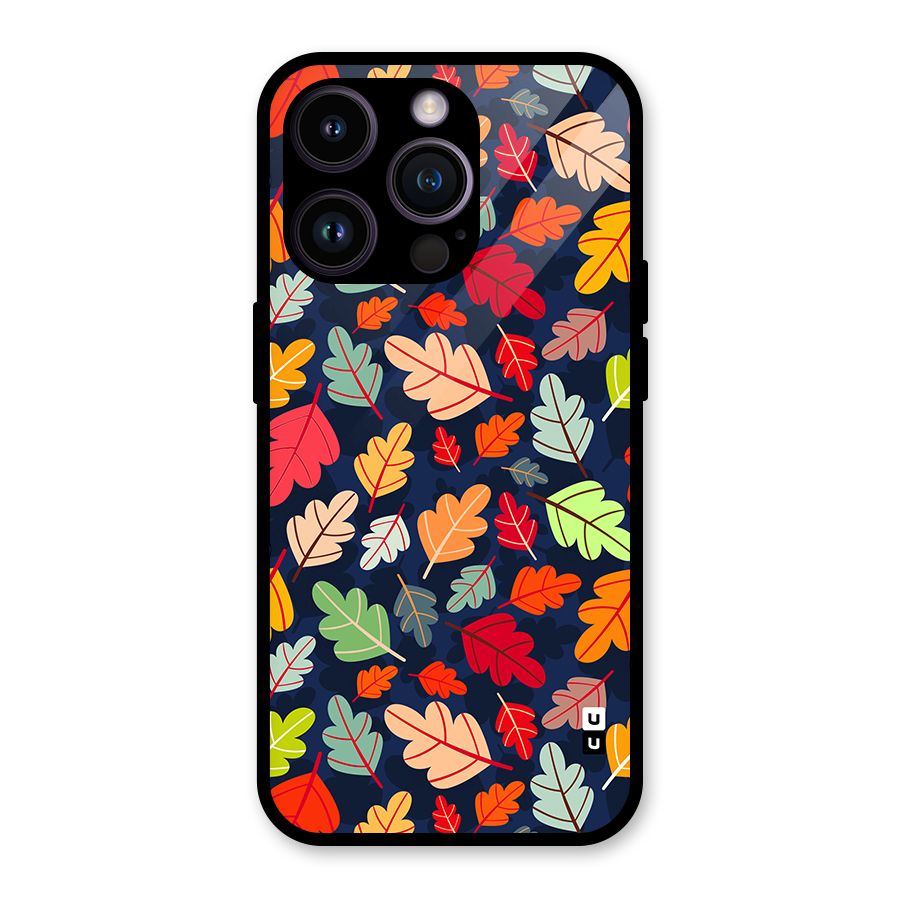 Colorful Leaves Beautiful Pattern Glass Back Case for iPhone 14 Pro