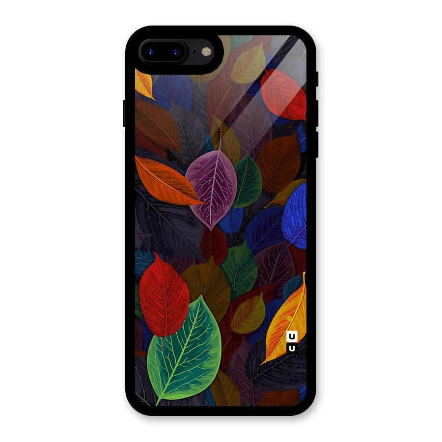 Colorful Leaves Pattern Glass Back Case for iPhone 7 Plus