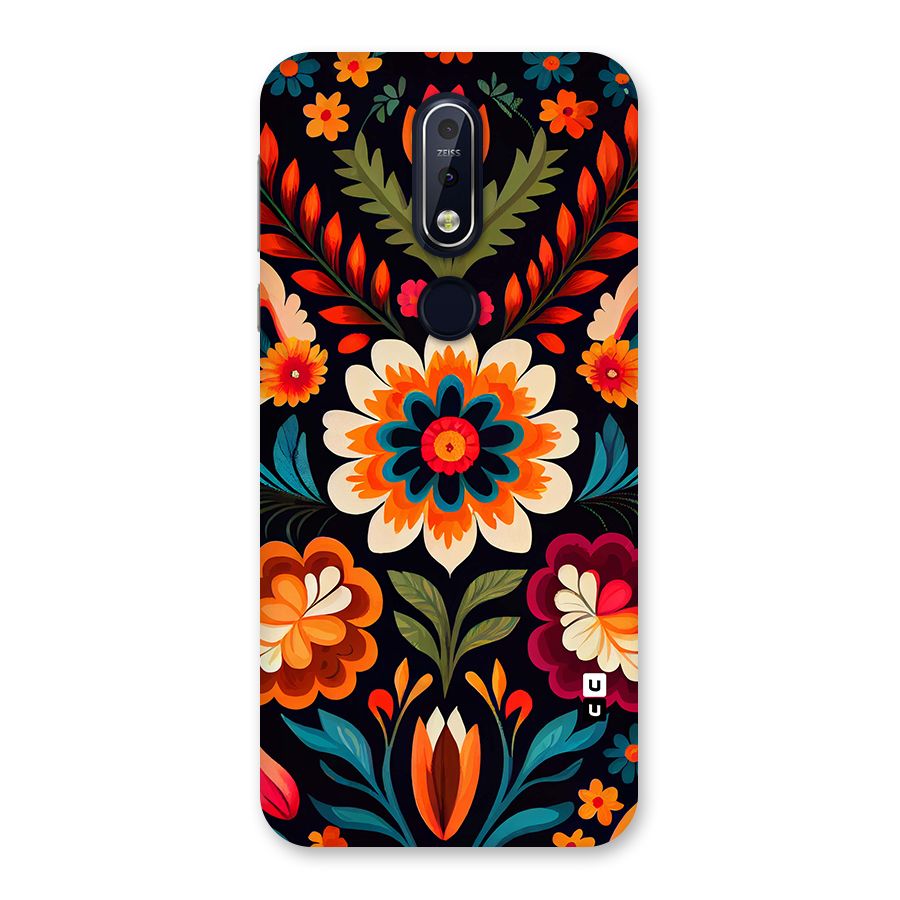 Colorful Mexican Floral Pattern Back Case for Nokia 7.1