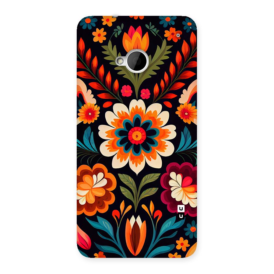 Colorful Mexican Floral Pattern Back Case for One M7 (Single Sim)