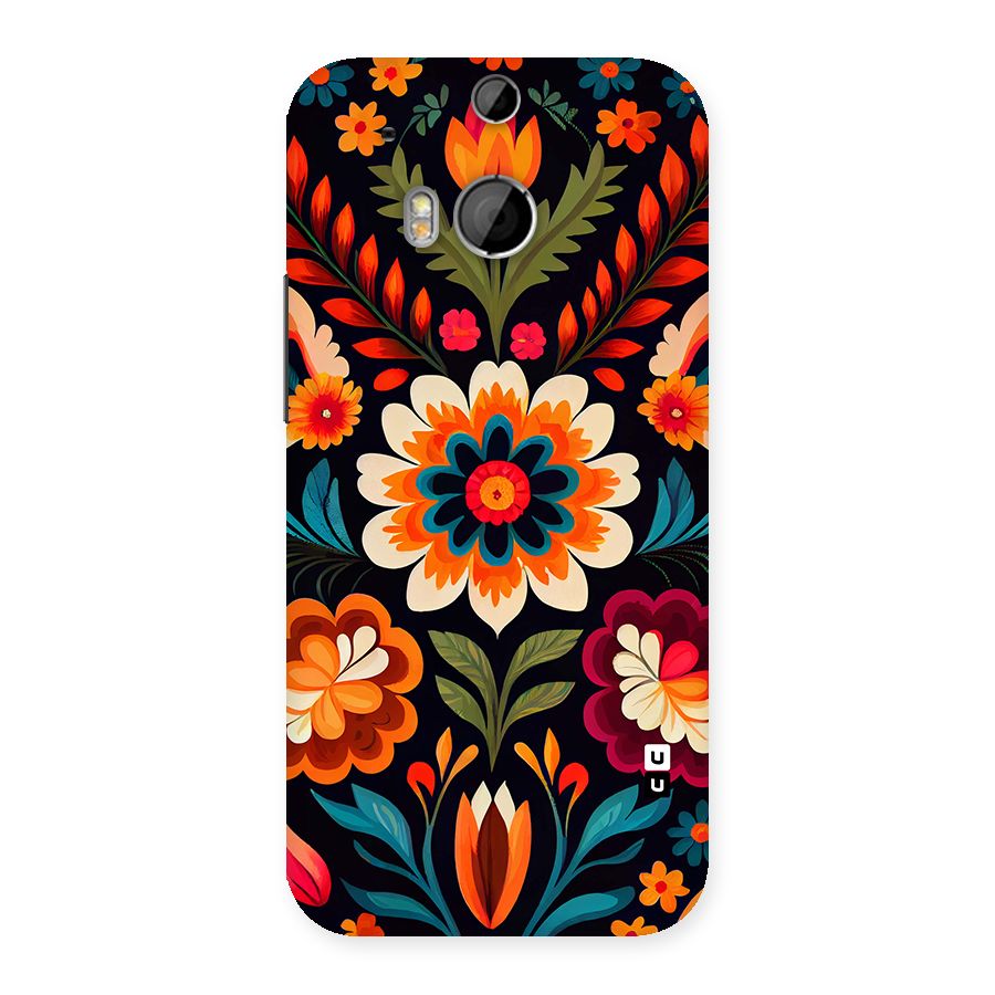 Colorful Mexican Floral Pattern Back Case for One M8