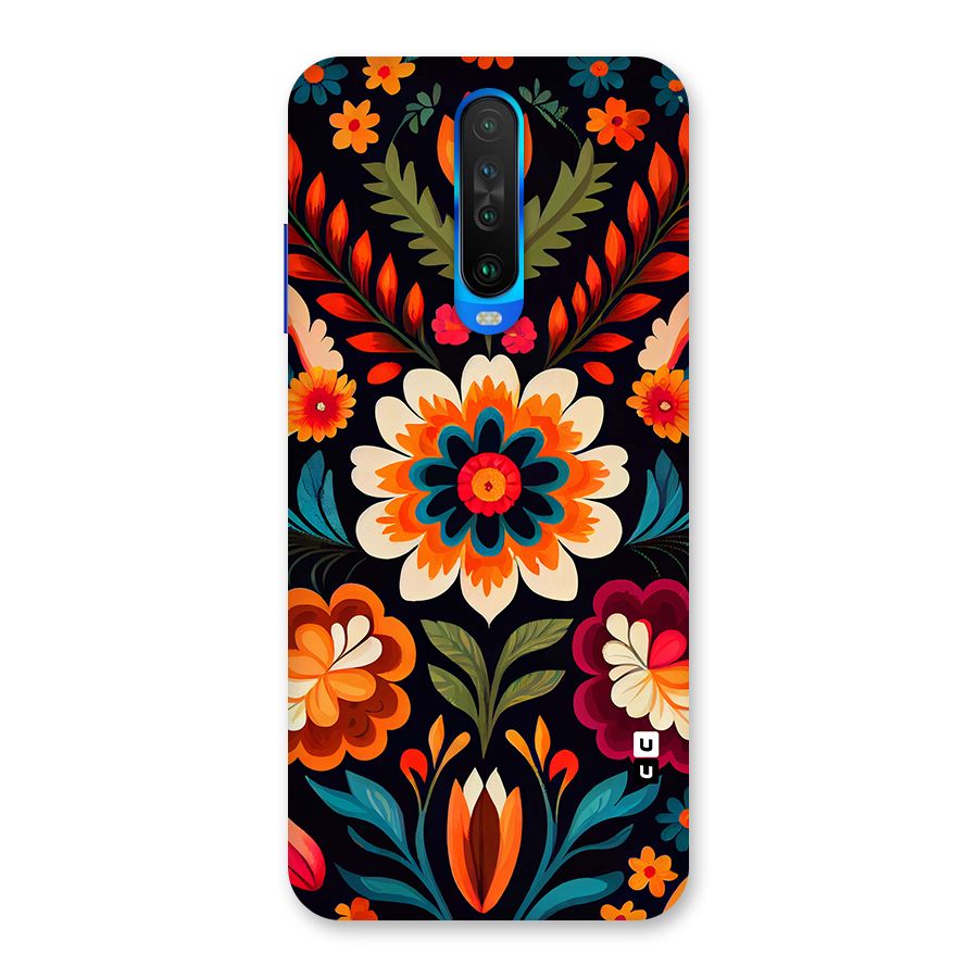 Colorful Mexican Floral Pattern Back Case for Poco X2