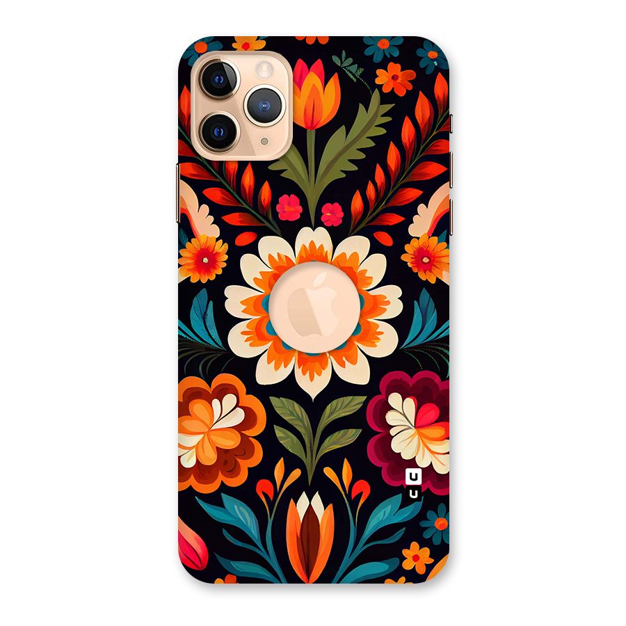 Colorful Mexican Floral Pattern Back Case for iPhone 11 Pro Max Logo Cut