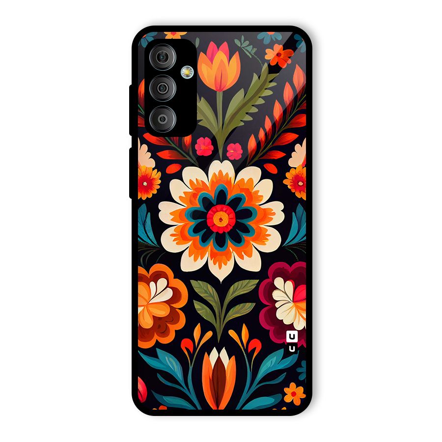 Colorful Mexican Floral Pattern Glass Back Case for Galaxy F23