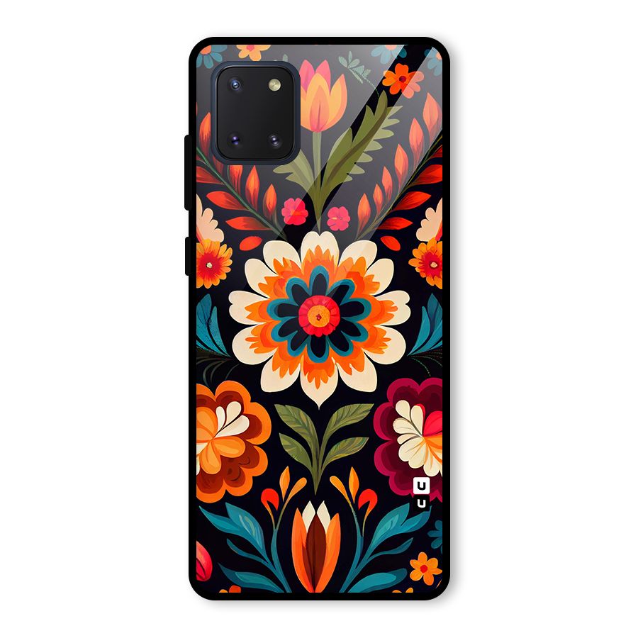 Colorful Mexican Floral Pattern Glass Back Case for Galaxy Note 10 Lite