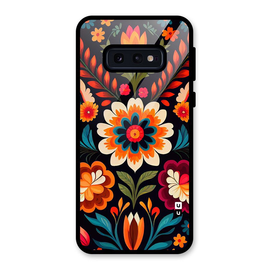 Colorful Mexican Floral Pattern Glass Back Case for Galaxy S10e