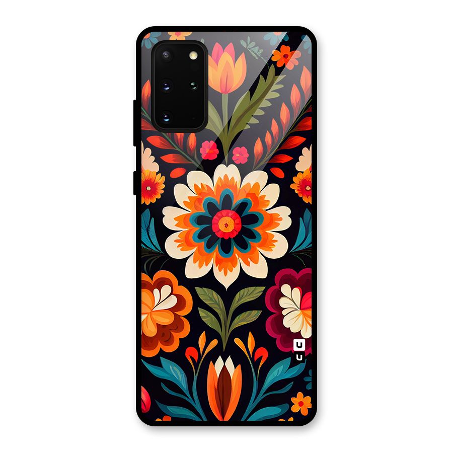 Colorful Mexican Floral Pattern Glass Back Case for Galaxy S20 Plus