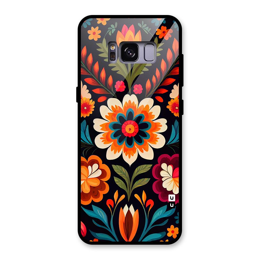 Colorful Mexican Floral Pattern Glass Back Case for Galaxy S8