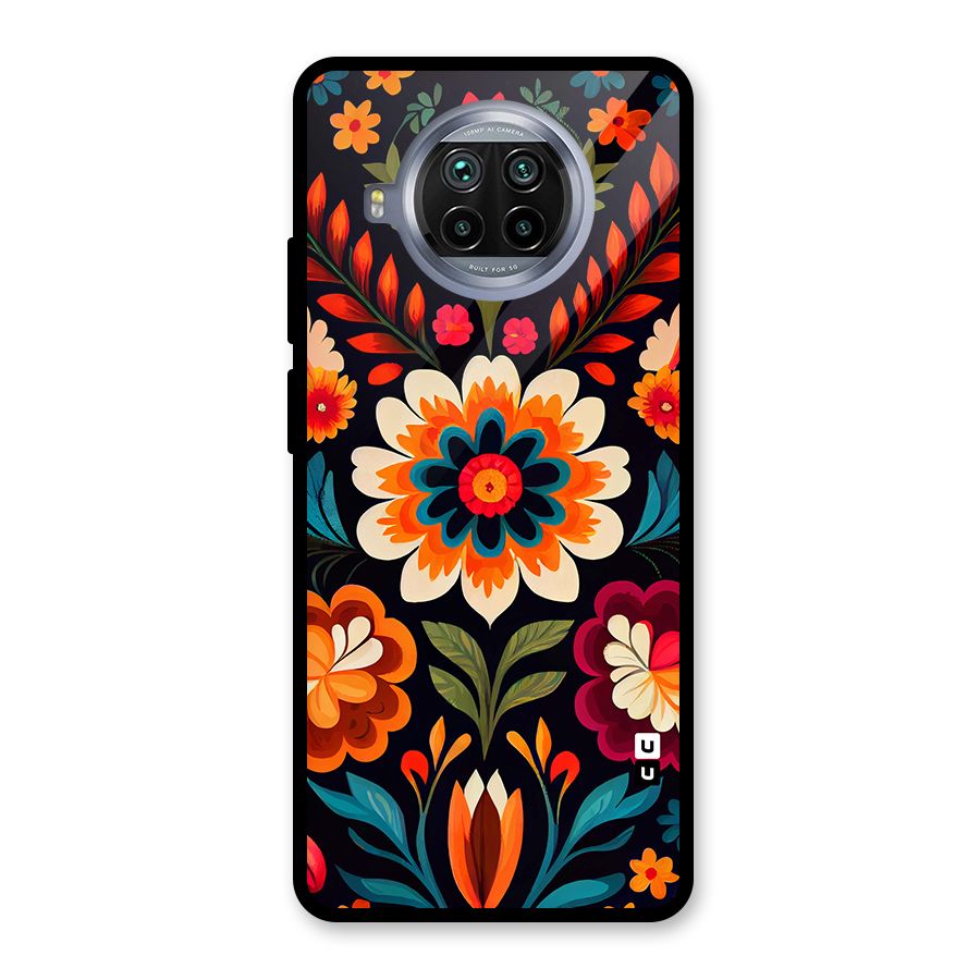 Colorful Mexican Floral Pattern Glass Back Case for Mi 10i