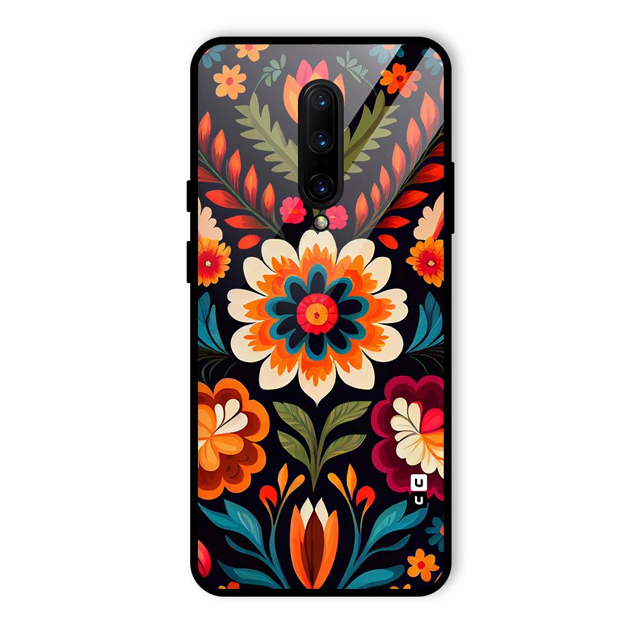 Colorful Mexican Floral Pattern Glass Back Case for OnePlus 7 Pro