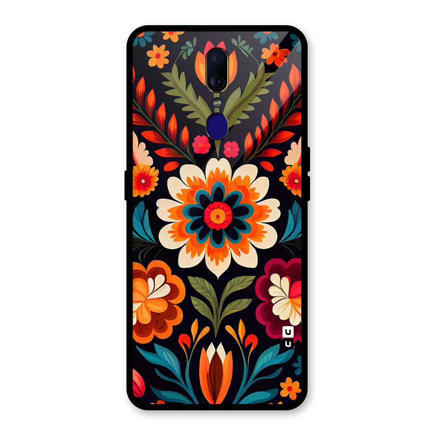 Colorful Mexican Floral Pattern Glass Back Case for Oppo F11
