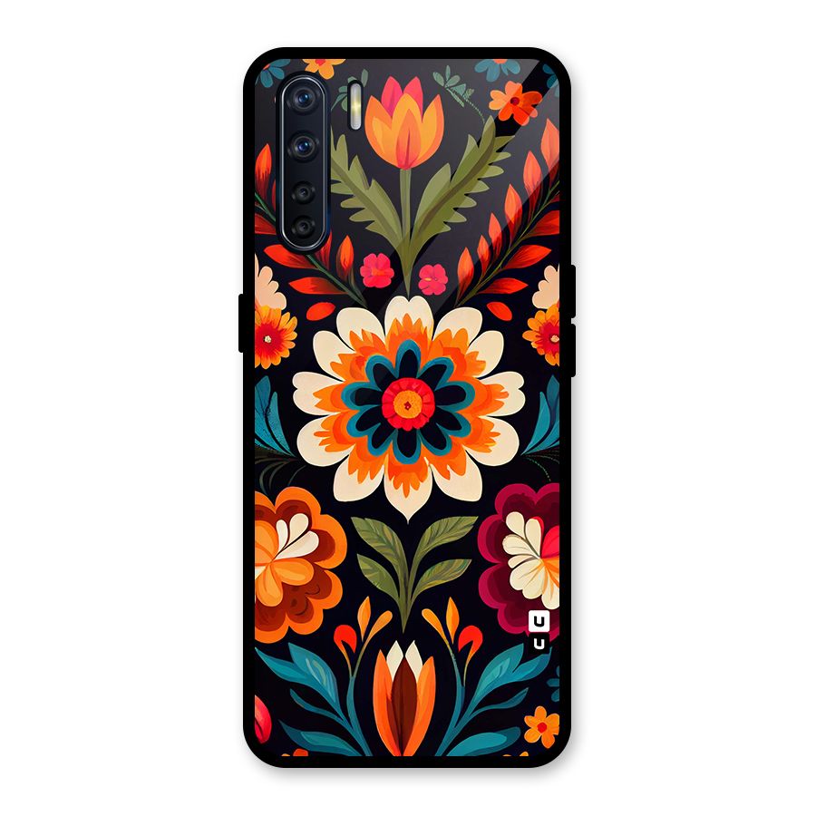 Colorful Mexican Floral Pattern Glass Back Case for Oppo F15
