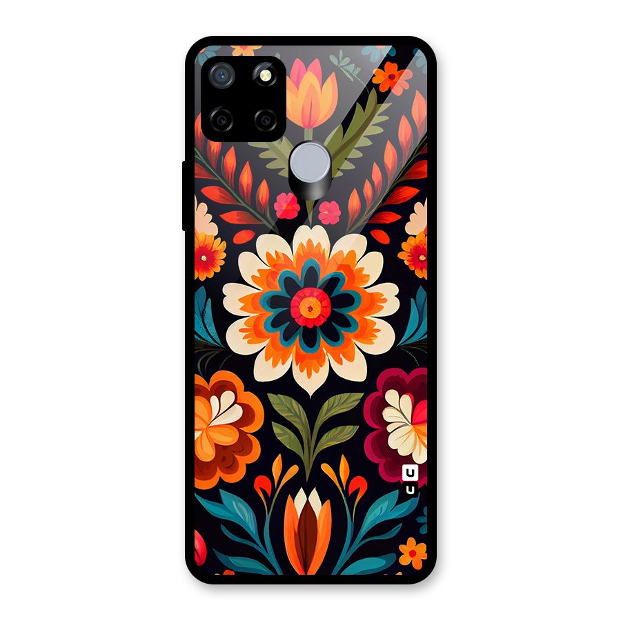 Colorful Mexican Floral Pattern Glass Back Case for Realme Narzo 20