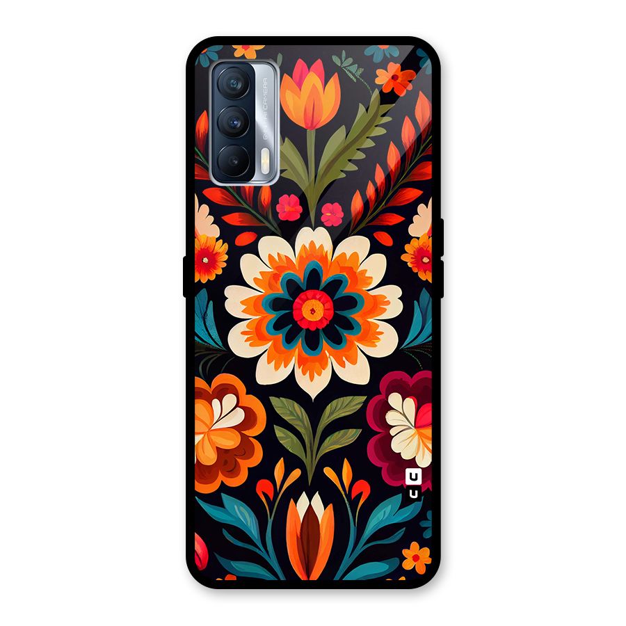 Colorful Mexican Floral Pattern Glass Back Case for Realme X7