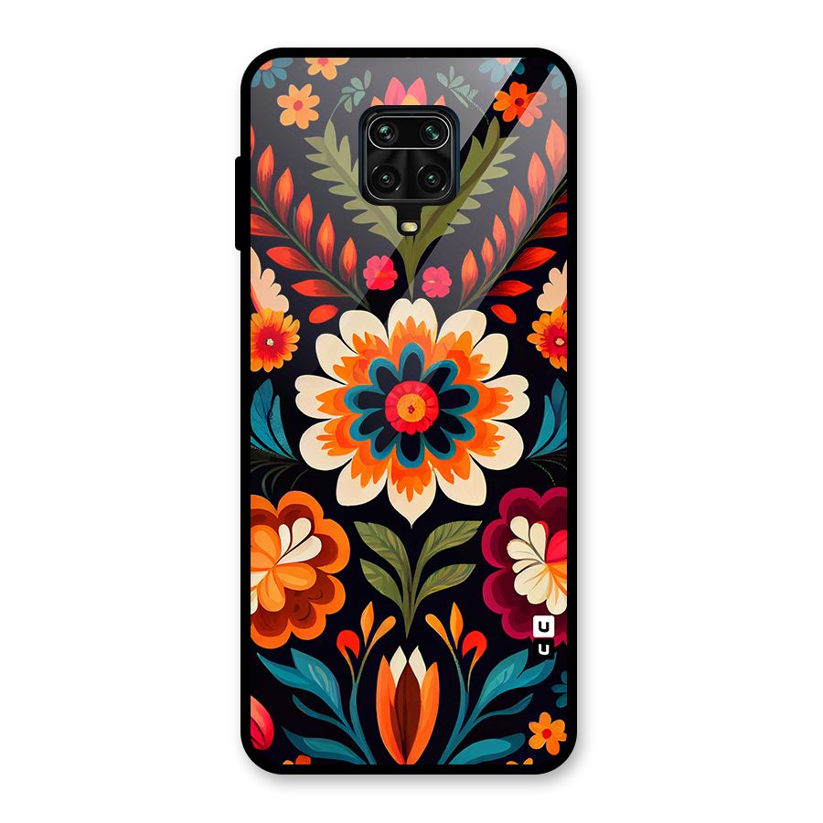 Colorful Mexican Floral Pattern Glass Back Case for Redmi Note 10 Lite