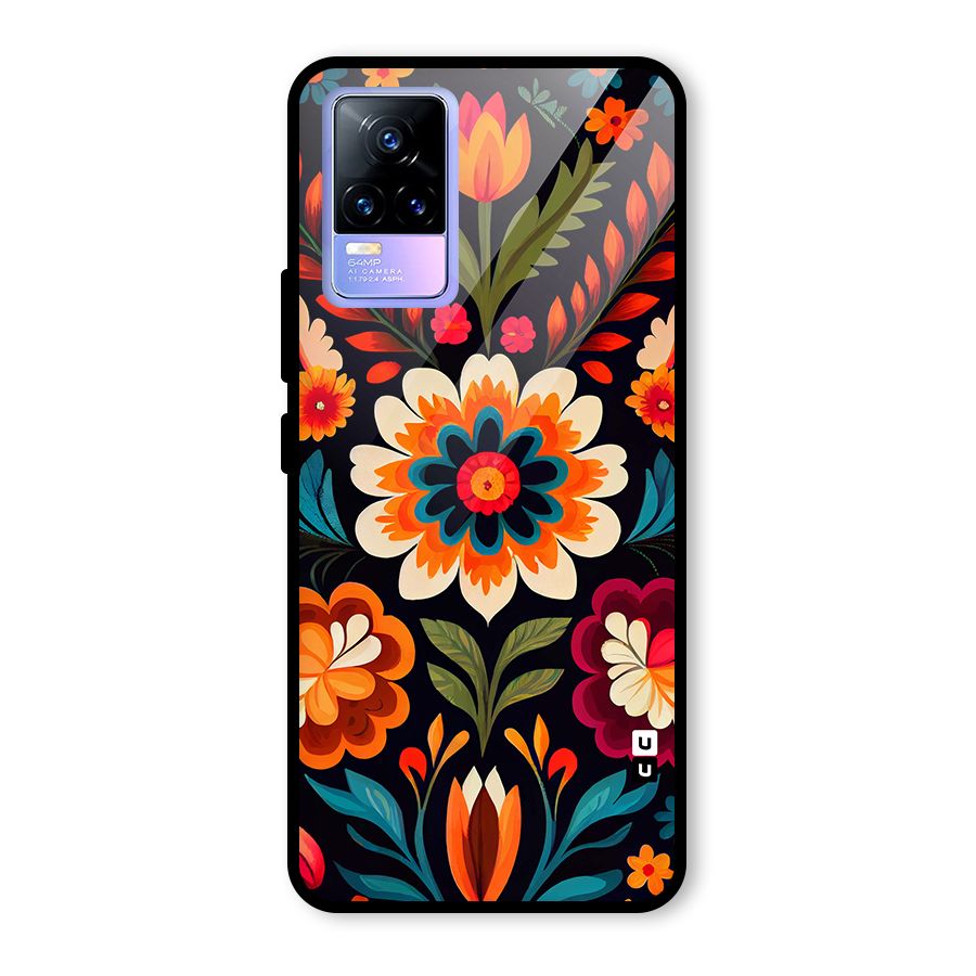 Colorful Mexican Floral Pattern Glass Back Case for Vivo Y73