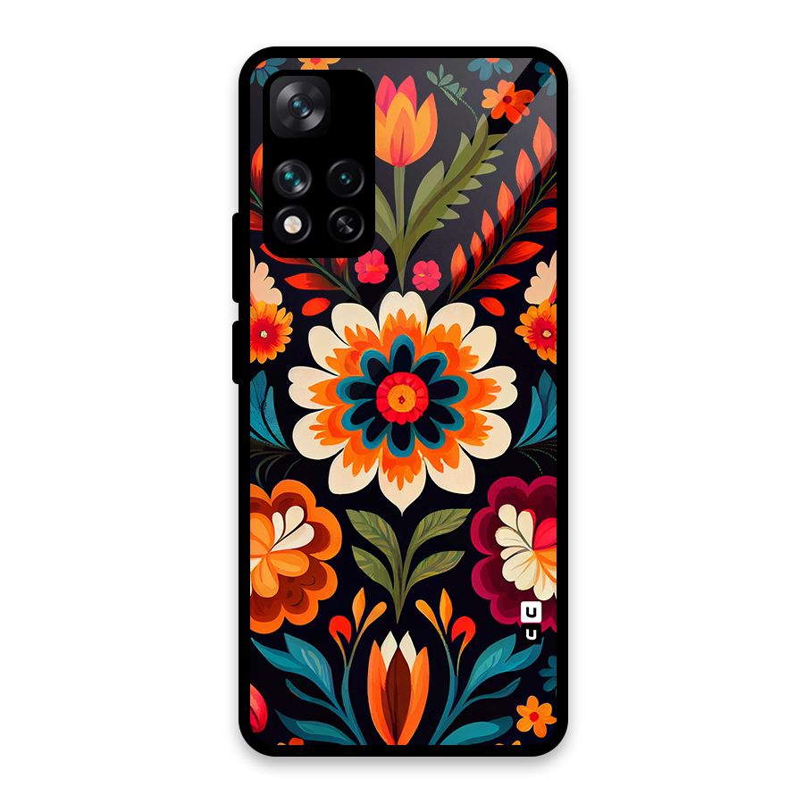 Colorful Mexican Floral Pattern Glass Back Case for Xiaomi 11i 5G