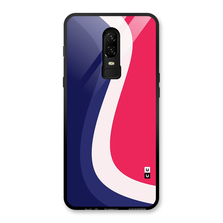 Colorful Wavy Print Glass Back Case for OnePlus 6