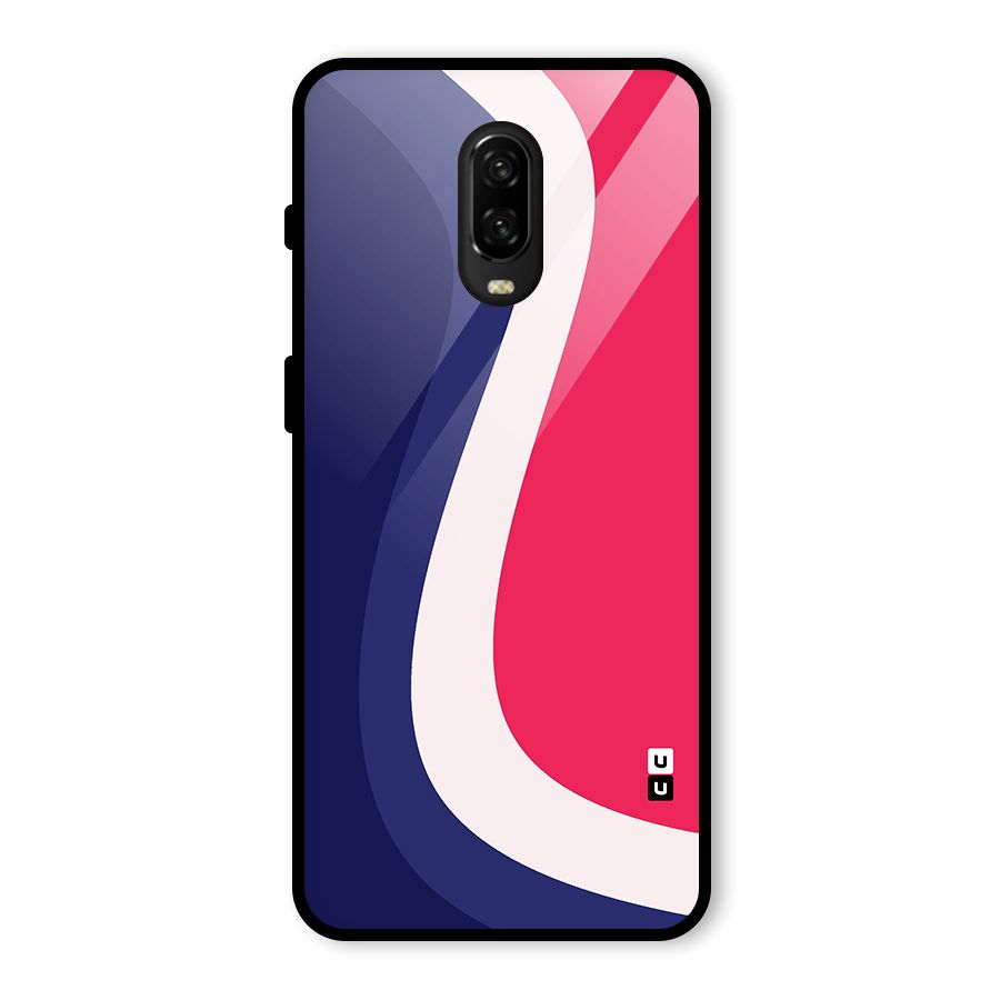 Colorful Wavy Print Glass Back Case for OnePlus 6T