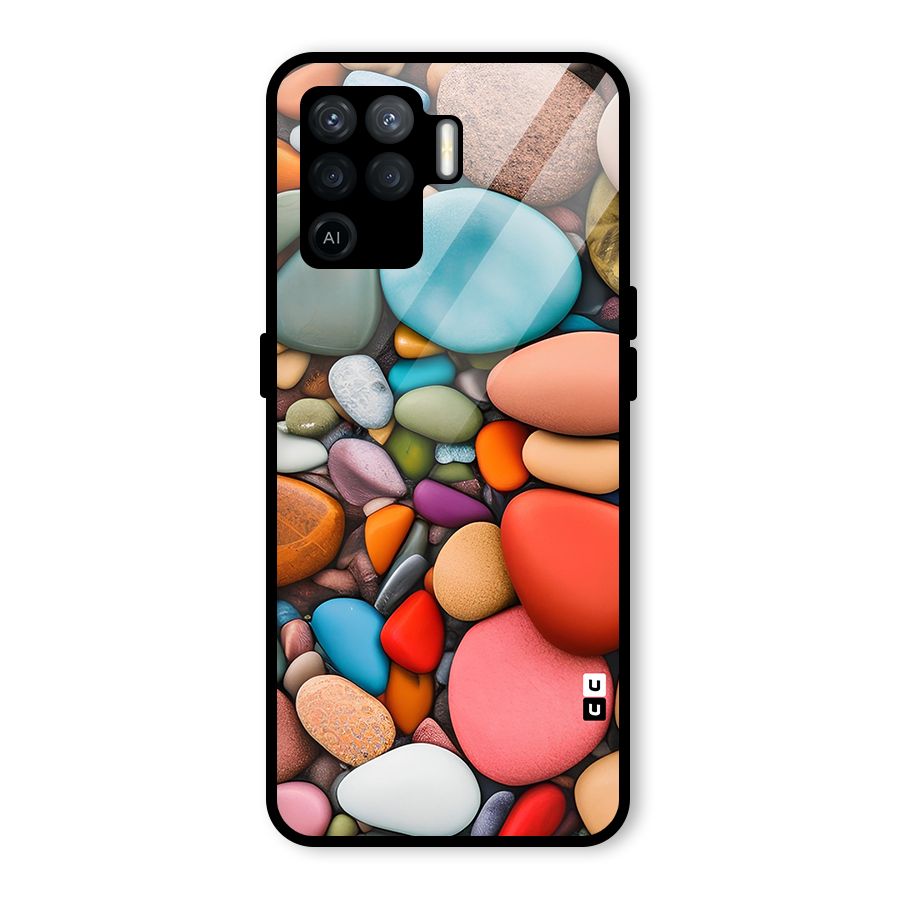 Colourful Stones Glass Back Case for Oppo F19 Pro