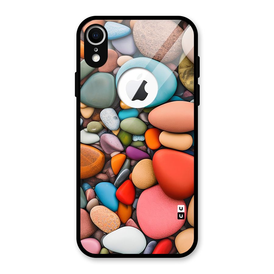 Colourful Stones Glass Back Case for iPhone XR Logo Cut