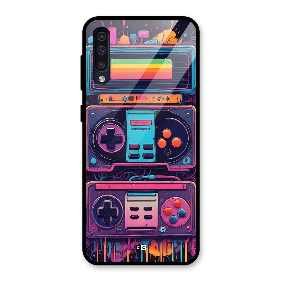 Comic Gaming Console Glass Back Case for Galaxy A50