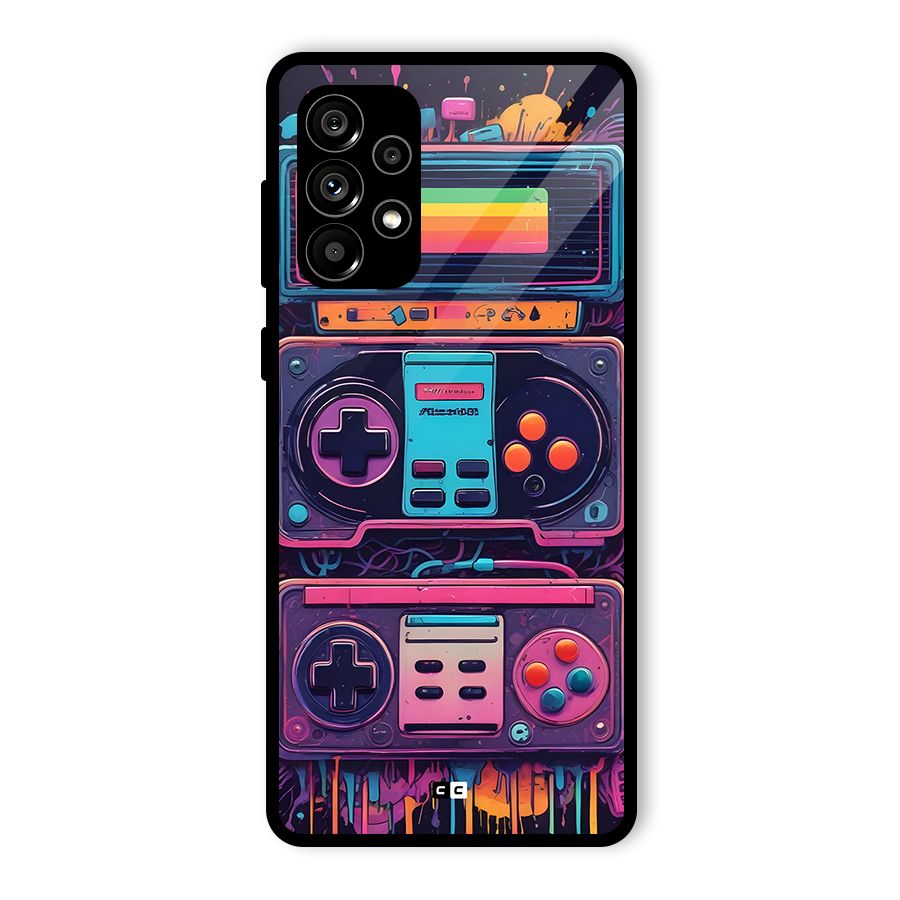 Comic Gaming Console Glass Back Case for Galaxy A73 5G
