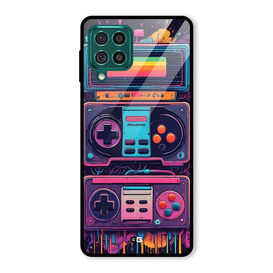 Comic Gaming Console Glass Back Case for Galaxy F62